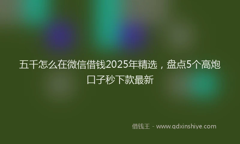 五千怎么在微信借钱2025年精选，盘点5个高炮口子秒下款最新