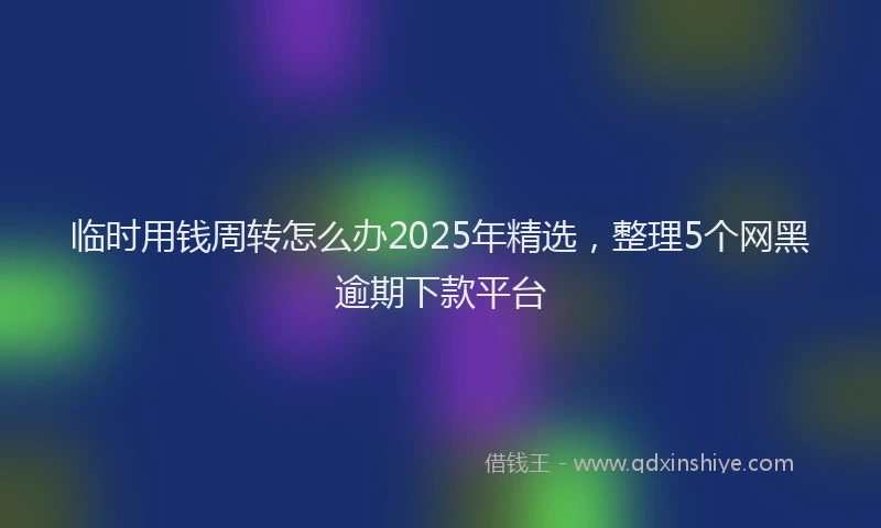临时用钱周转怎么办2025年精选，整理5个网黑逾期下款平台