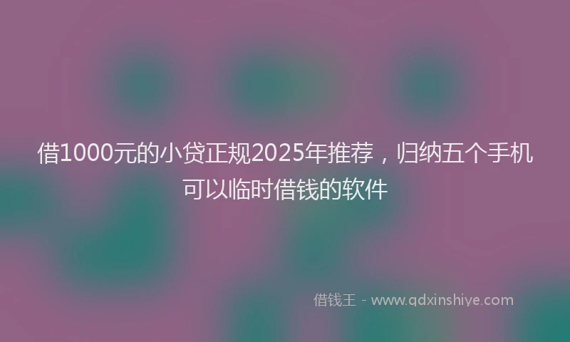 借1000元的小贷正规2025年推荐，归纳五个手机可以临时借钱的软件