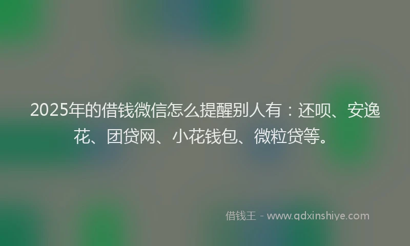 2025年的借钱微信怎么提醒别人有：还呗、安逸花、团贷网、小花钱包、微粒贷等。
