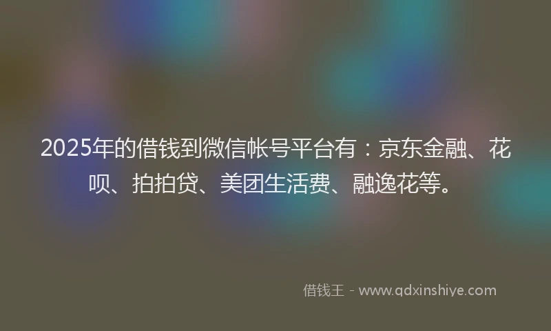 2025年的借钱到微信帐号平台有：京东金融、花呗、拍拍贷、美团生活费、融逸花等。