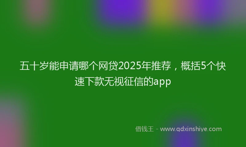 五十岁能申请哪个网贷2025年推荐，概括5个快速下款无视征信的app