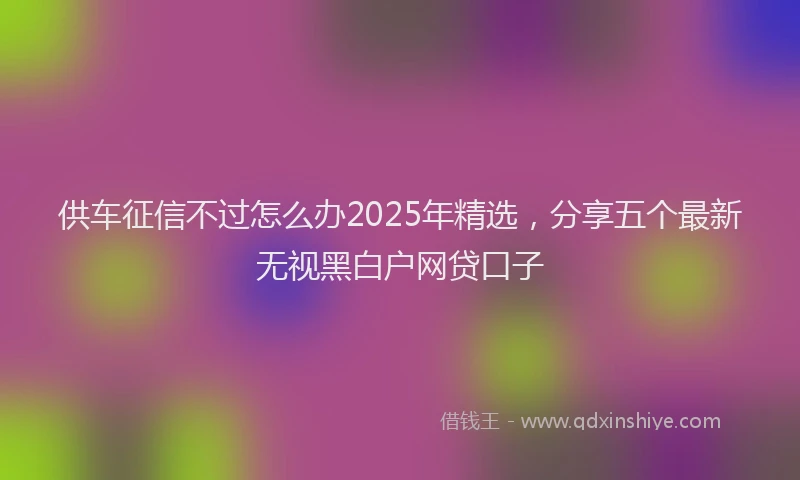 供车征信不过怎么办2025年精选，分享五个最新无视黑白户网贷口子