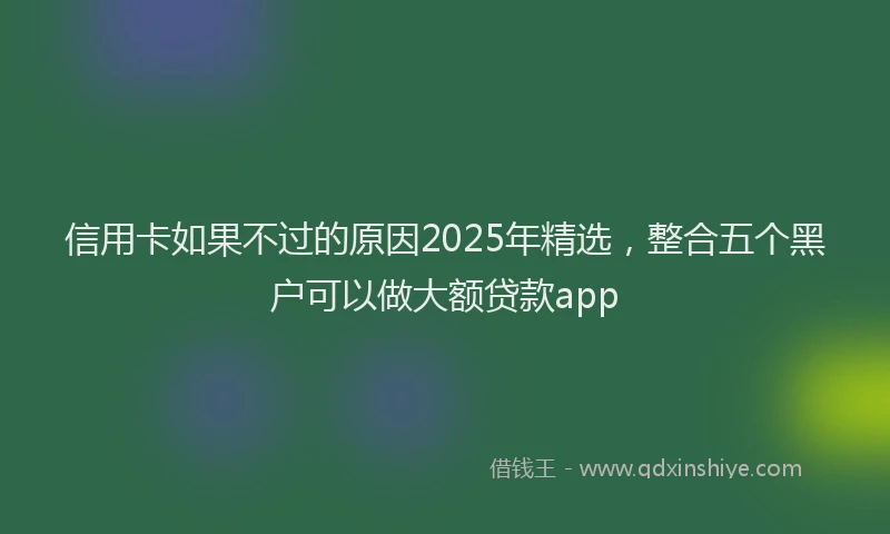 信用卡如果不过的原因2025年精选，整合五个黑户可以做大额贷款app