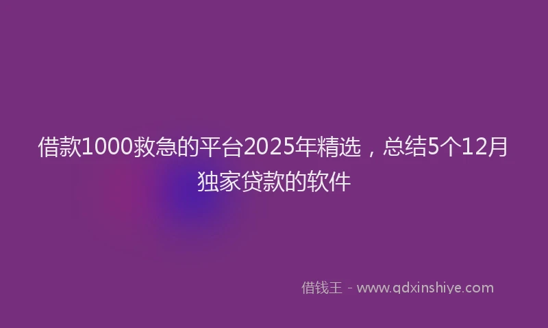 借款1000救急的平台2025年精选，总结5个12月独家贷款的软件
