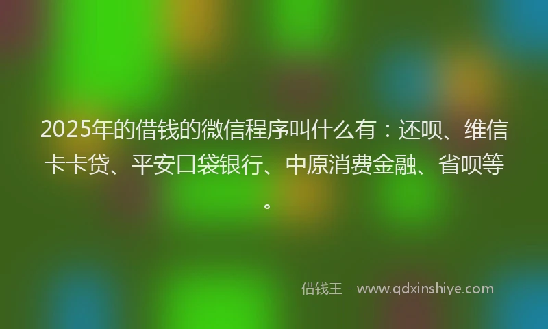 2025年的借钱的微信程序叫什么有：还呗、维信卡卡贷、平安口袋银行、中原消费金融、省呗等。