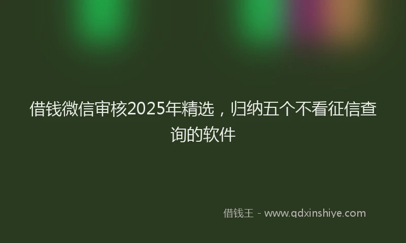借钱微信审核2025年精选，归纳五个不看征信查询的软件