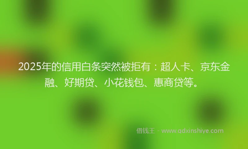 2025年的信用白条突然被拒有：超人卡、京东金融、好期贷、小花钱包、惠商贷等。