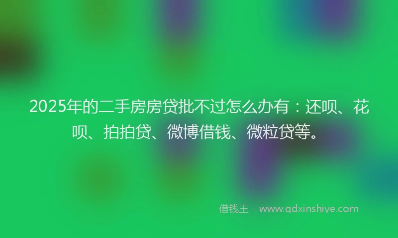 2025年的二手房房贷批不过怎么办有：还呗、花呗、拍拍贷、微博借钱、微粒贷等。