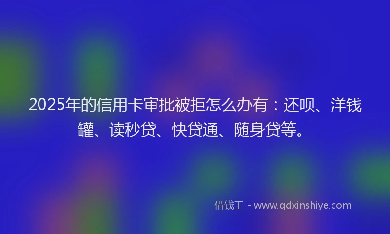 2025年的信用卡审批被拒怎么办有：还呗、洋钱罐、读秒贷、快贷通、随身贷等。