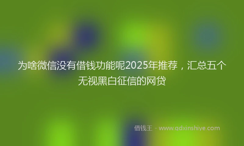 为啥微信没有借钱功能呢2025年推荐，汇总五个无视黑白征信的网贷