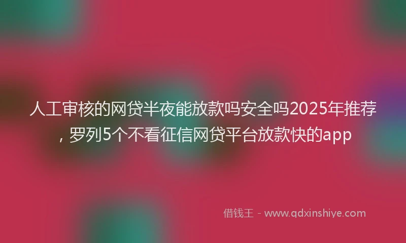 人工审核的网贷半夜能放款吗安全吗2025年推荐，罗列5个不看征信网贷平台放款快的app