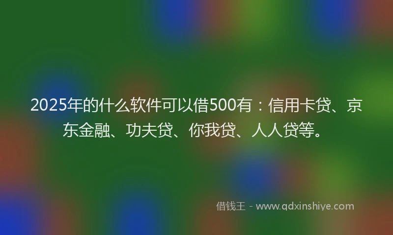 2025年的什么软件可以借500有：信用卡贷、京东金融、功夫贷、你我贷、人人贷等。