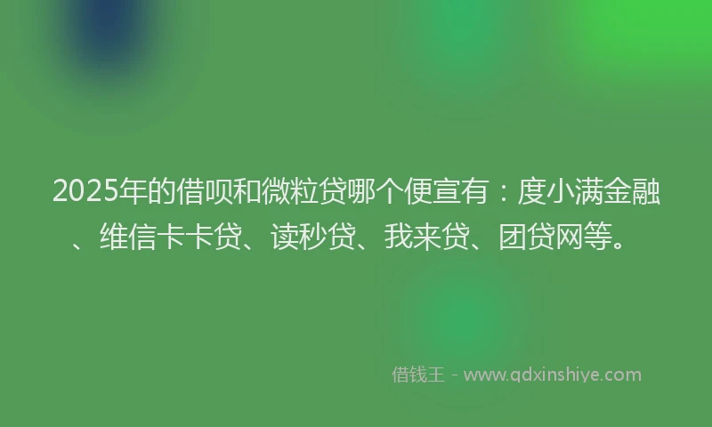 2025年的借呗和微粒贷哪个便宣有：度小满金融、维信卡卡贷、读秒贷、我来贷、团贷网等。