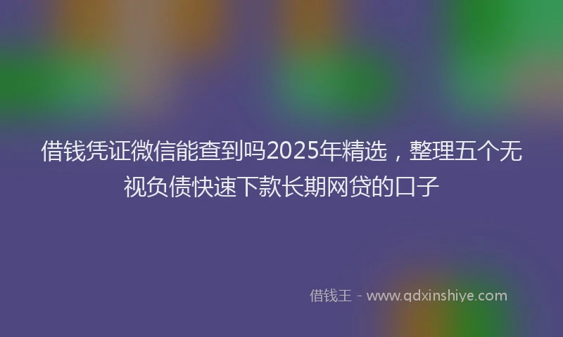 借钱凭证微信能查到吗2025年精选，整理五个无视负债快速下款长期网贷的口子