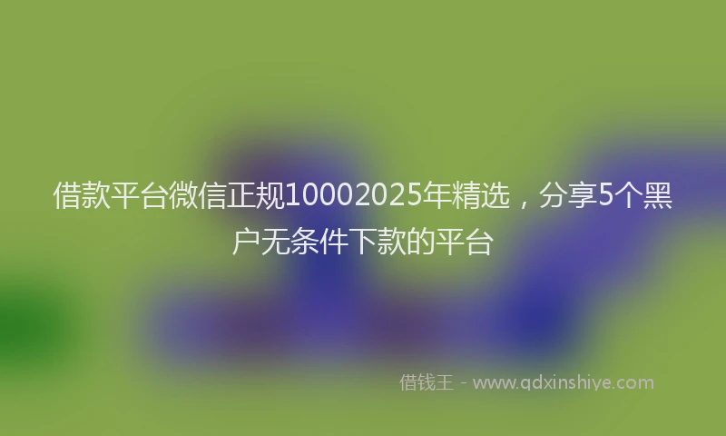 借款平台微信正规10002025年精选，分享5个黑户无条件下款的平台