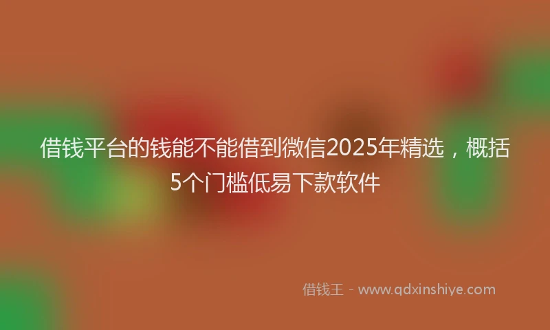 借钱平台的钱能不能借到微信2025年精选，概括5个门槛低易下款软件