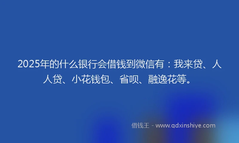 2025年的什么银行会借钱到微信有：我来贷、人人贷、小花钱包、省呗、融逸花等。