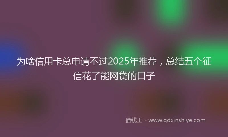 为啥信用卡总申请不过2025年推荐，总结五个征信花了能网贷的口子