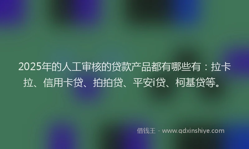 2025年的人工审核的贷款产品都有哪些有：拉卡拉、信用卡贷、拍拍贷、平安i贷、柯基贷等。