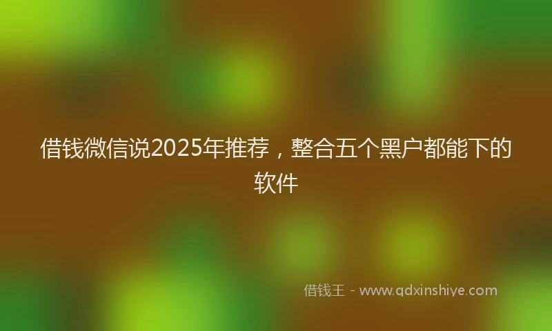 借钱微信说2025年推荐，整合五个黑户都能下的软件