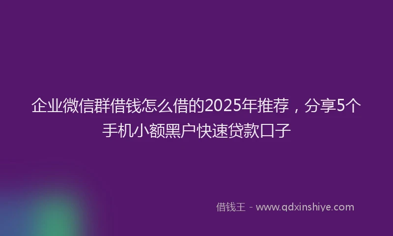 企业微信群借钱怎么借的2025年推荐，分享5个手机小额黑户快速贷款口子