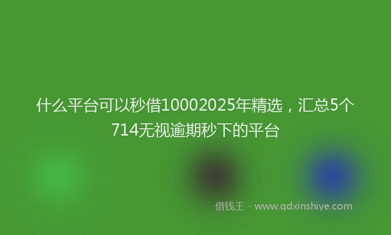 什么平台可以秒借10002025年精选，汇总5个714无视逾期秒下的平台
