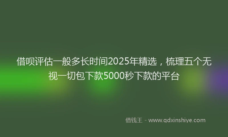 借呗评估一般多长时间2025年精选，梳理五个无视一切包下款5000秒下款的平台