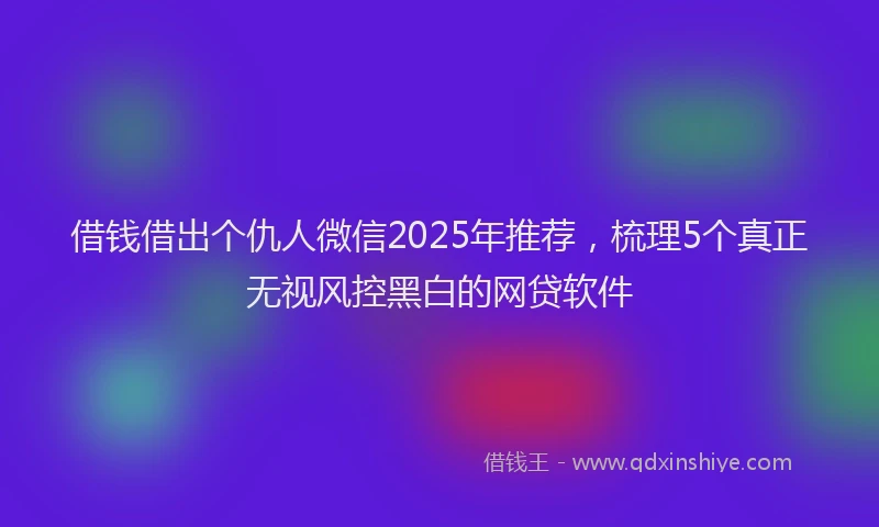 借钱借出个仇人微信2025年推荐，梳理5个真正无视风控黑白的网贷软件