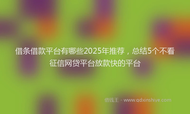 借条借款平台有哪些2025年推荐，总结5个不看征信网贷平台放款快的平台