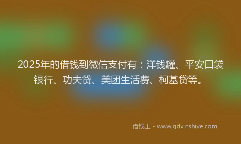 2025年的借钱到微信支付有：洋钱罐、平安口袋银行、功夫贷、美团生活费、柯基贷等。