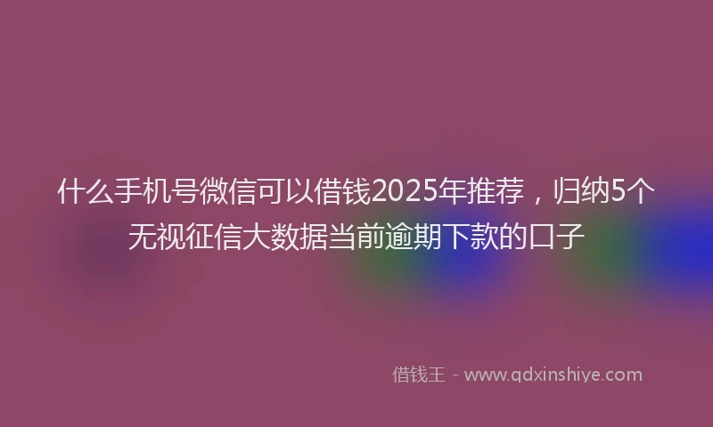 什么手机号微信可以借钱2025年推荐，归纳5个无视征信大数据当前逾期下款的口子