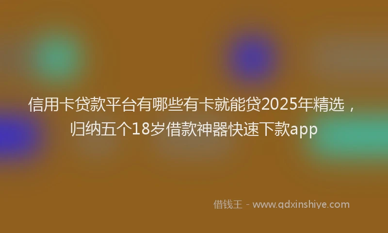 信用卡贷款平台有哪些有卡就能贷2025年精选，归纳五个18岁借款神器快速下款app