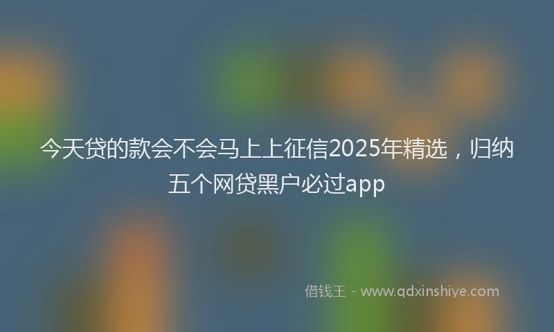 今天贷的款会不会马上上征信2025年精选，归纳五个网贷黑户必过app