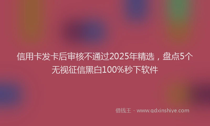 信用卡发卡后审核不通过2025年精选，盘点5个无视征信黑白100%秒下软件