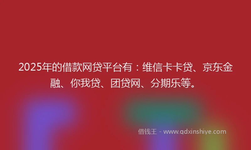 2025年的借款网贷平台有：维信卡卡贷、京东金融、你我贷、团贷网、分期乐等。