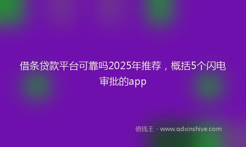 借条贷款平台可靠吗2025年推荐，概括5个闪电审批的app