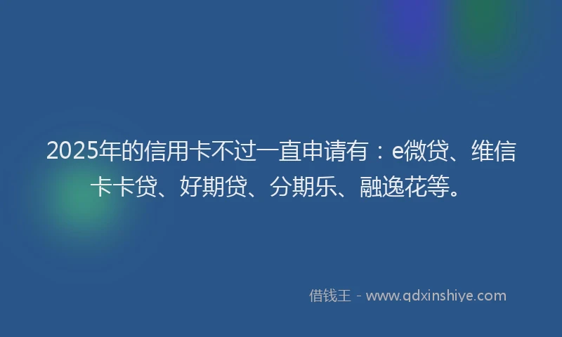 2025年的信用卡不过一直申请有：e微贷、维信卡卡贷、好期贷、分期乐、融逸花等。