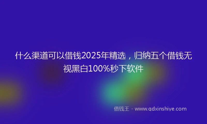 什么渠道可以借钱2025年精选，归纳五个借钱无视黑白100%秒下软件