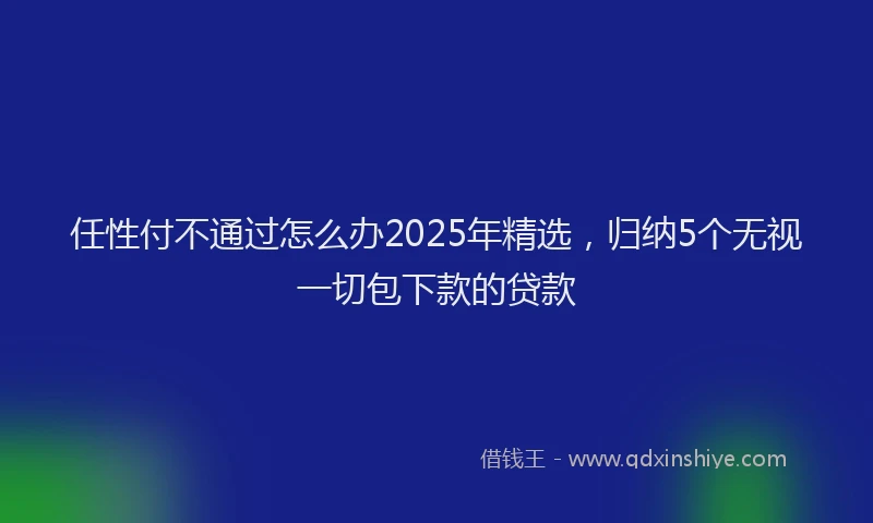 任性付不通过怎么办2025年精选，归纳5个无视一切包下款的贷款