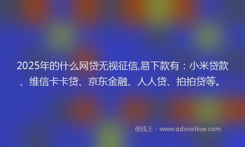 2025年的什么网贷无视征信,易下款有：小米贷款、维信卡卡贷、京东金融、人人贷、拍拍贷等。