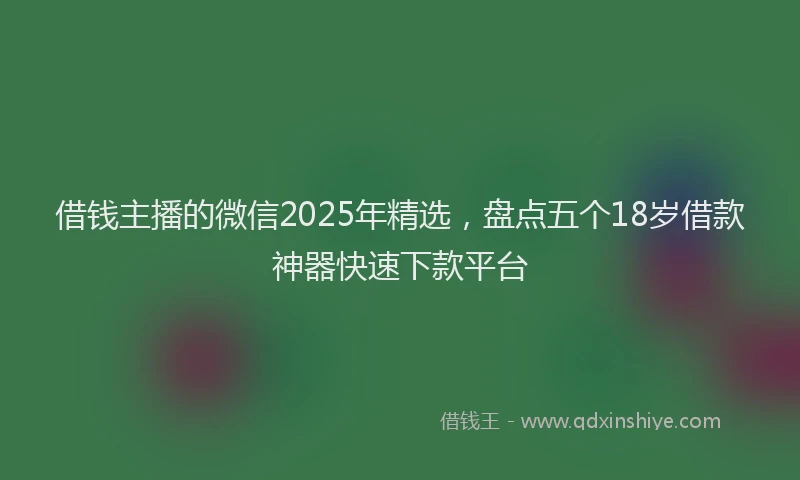 借钱主播的微信2025年精选，盘点五个18岁借款神器快速下款平台