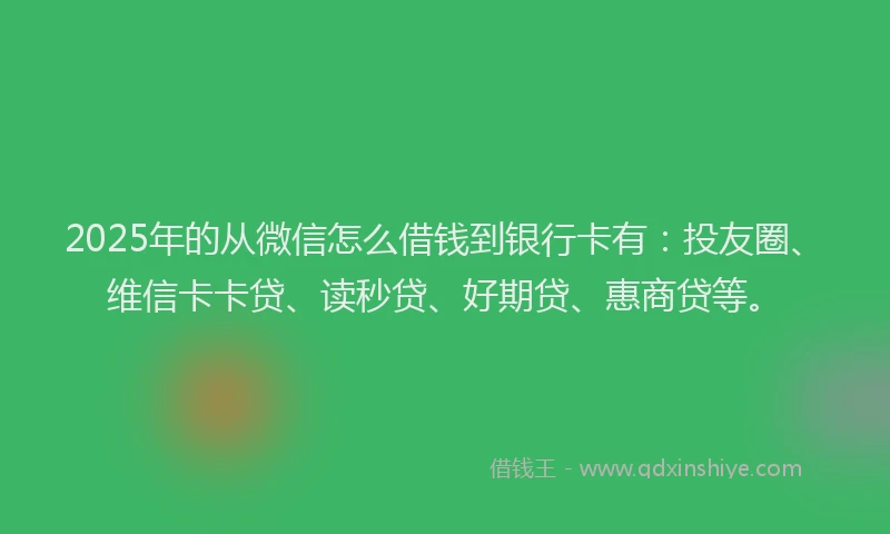 2025年的从微信怎么借钱到银行卡有：投友圈、维信卡卡贷、读秒贷、好期贷、惠商贷等。