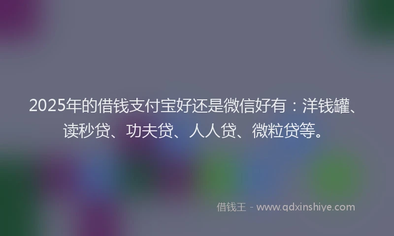 2025年的借钱支付宝好还是微信好有：洋钱罐、读秒贷、功夫贷、人人贷、微粒贷等。
