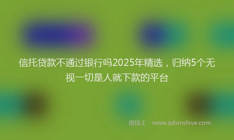 信托贷款不通过银行吗2025年精选，归纳5个无视一切是人就下款的平台