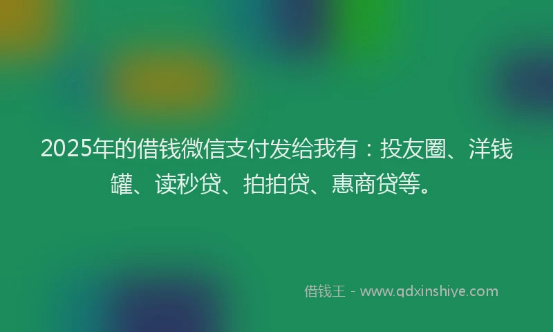 2025年的借钱微信支付发给我有：投友圈、洋钱罐、读秒贷、拍拍贷、惠商贷等。