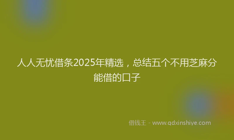 人人无忧借条2025年精选，总结五个不用芝麻分能借的口子