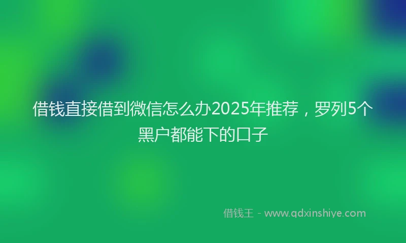 借钱直接借到微信怎么办2025年推荐，罗列5个黑户都能下的口子