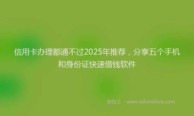 信用卡办理都通不过2025年推荐，分享五个手机和身份证快速借钱软件