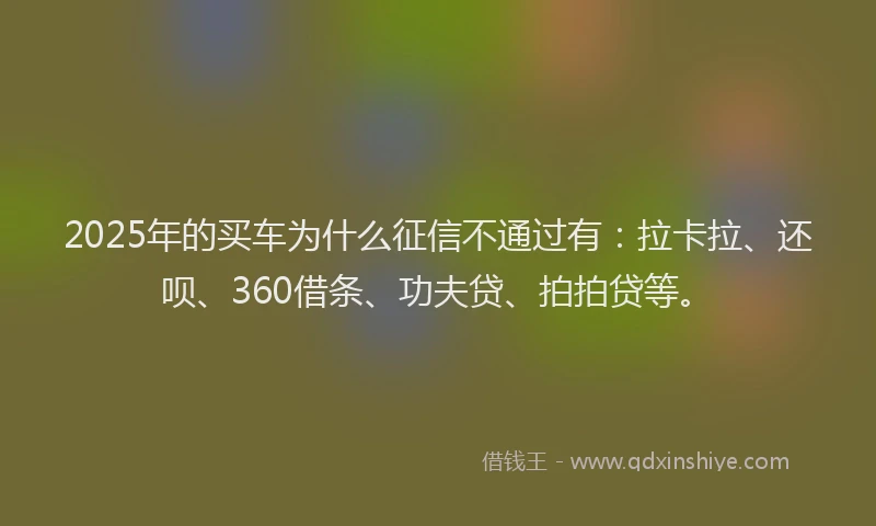 2025年的买车为什么征信不通过有：拉卡拉、还呗、360借条、功夫贷、拍拍贷等。